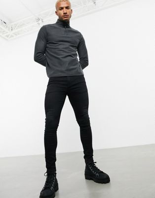 ASOS DESIGN – Spray-on-Jeans aus Power-Stretch in verwaschenem Schwarz