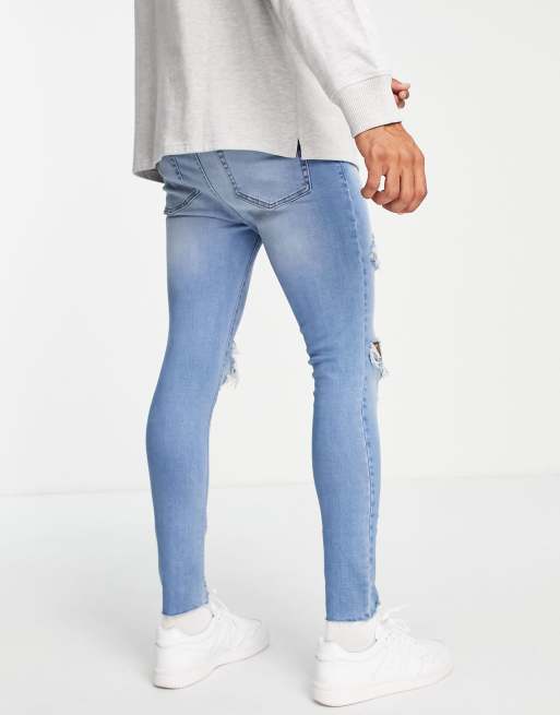 ASOS DESIGN – Spray on-jeans i powerstretch med mellantvätt och stora revor , 2 av 4