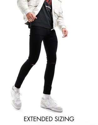 mens black skinny jeans with knee rips