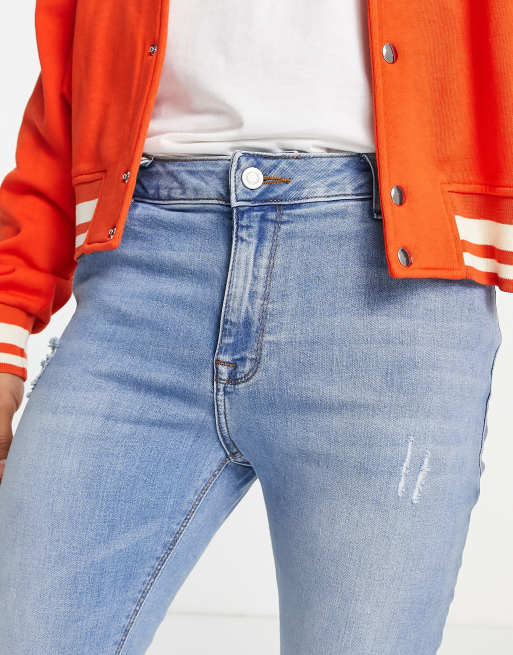 ASOS DESIGN - Spray on jeans met powerstretch in lichte wassing met kniescheuren, 4 van 4