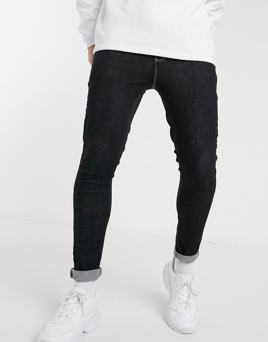 ASOS DESIGN - Spray on jeans met stevige stretch in mat zwart