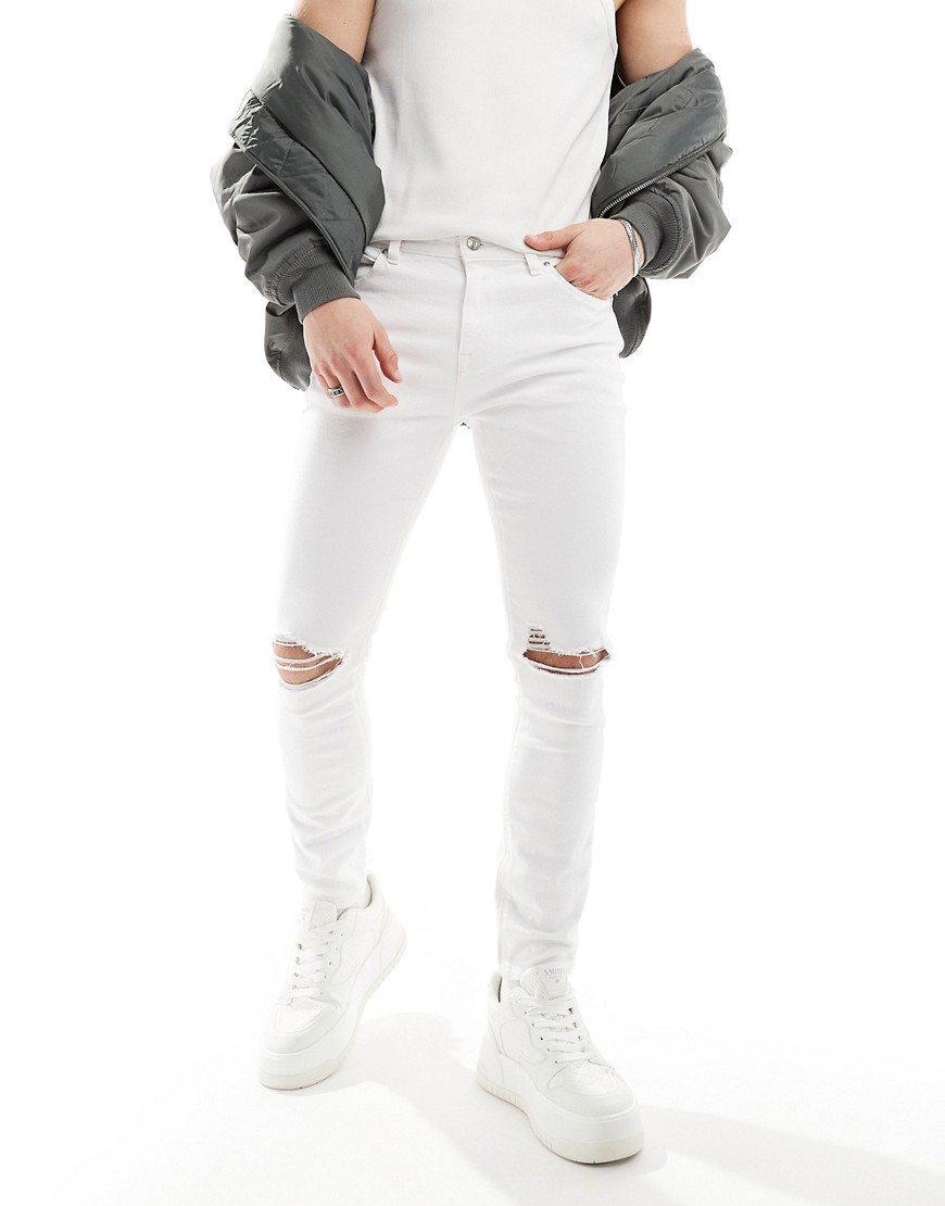 ASOS DESIGN spray on jeans with power-stretch and rips in white