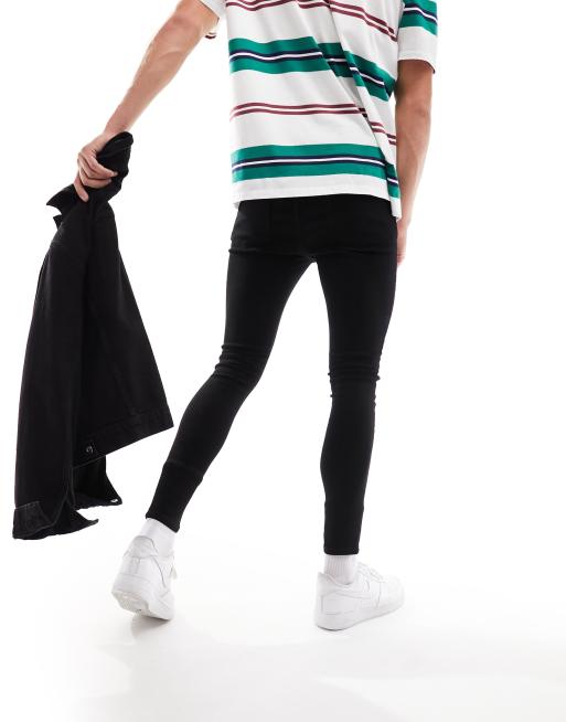 ASOS DESIGN spray on jeans with power stretch in black , 3 of 5