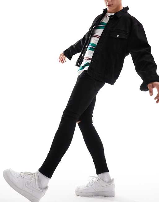 ASOS DESIGN spray on jeans with power stretch in black , 5 of 5