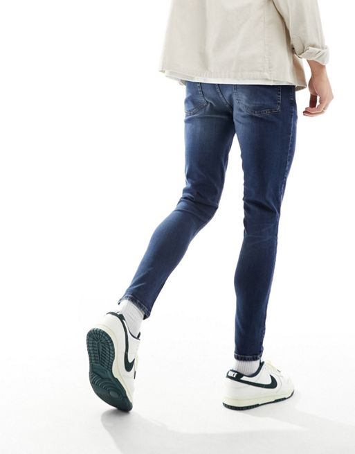 DTT stretch skinny fit jeans in mid blue