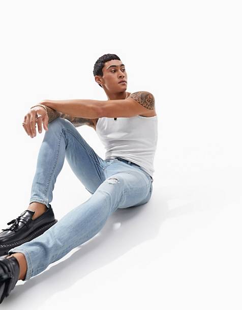 Super skinny stretch jeans in light ASOS Herren Kleidung Hosen & Jeans Jeans Stretch Jeans 