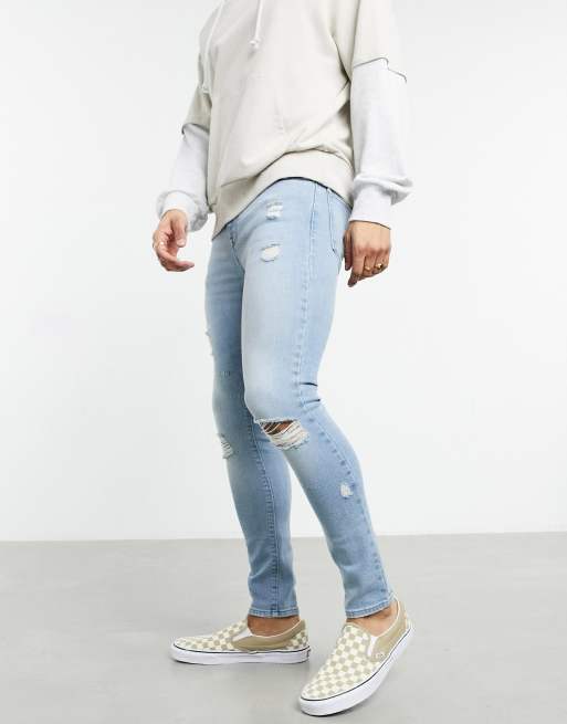 ASOS DESIGN spray on jeans with power stretch in vintage light wash