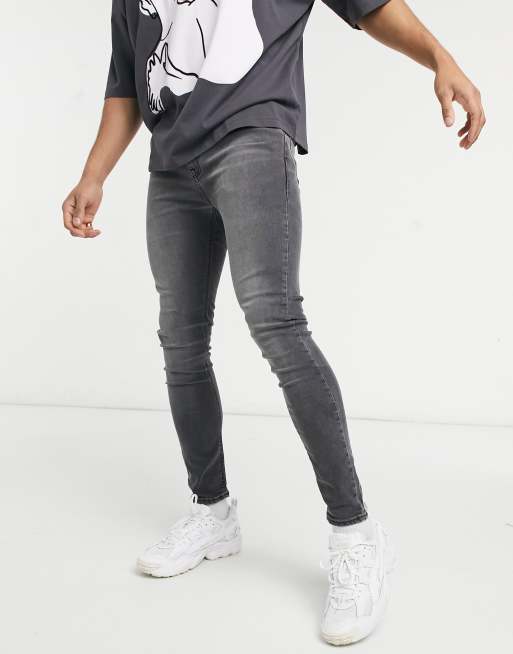 Asos Design Spray On Jeans With Power Stretch In Washed Black Asos