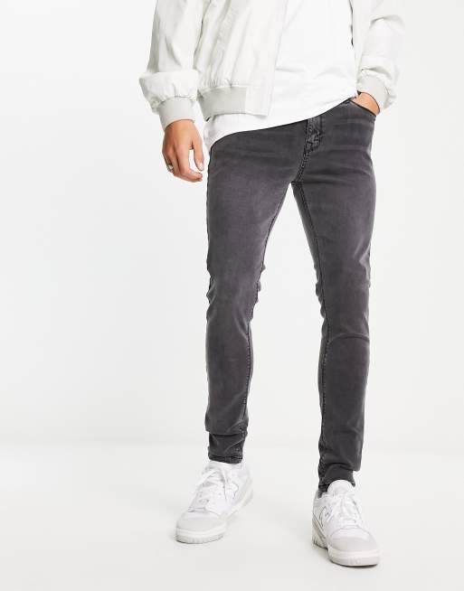 ASOS DESIGN spray on jeans with power stretch in washed black | ASOS