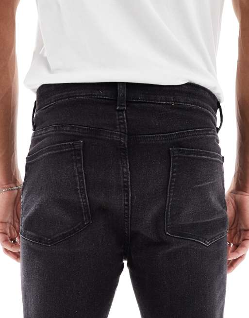 ASOS DESIGN spray on jeans with power stretch in washed black ASOS