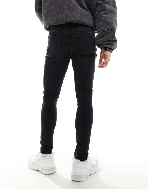 ASOS DESIGN spray on jeans with power stretch in washed black, 5 of 5