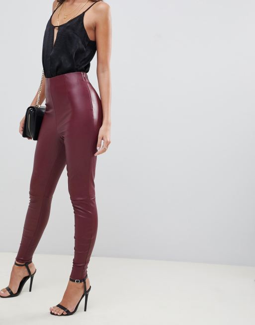 Red leather shop look trousers