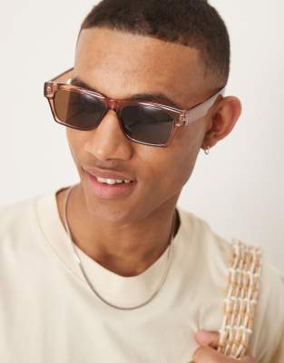 ASOS DESIGN ASOS DESIGN sqaure sunglasses with brown lens and brown frame