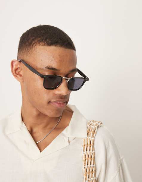 ASOS DESIGN sqaure sunglasses with smoke lens and black frame - view 1