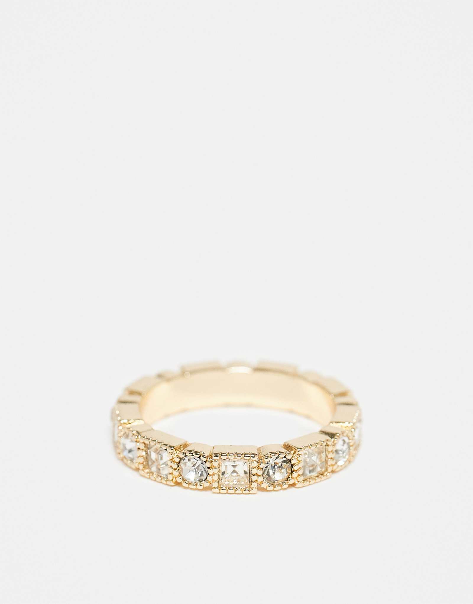 Золотое кольцо с искусственным кристаллом ASOS DESIGN в форме квадрата и круга