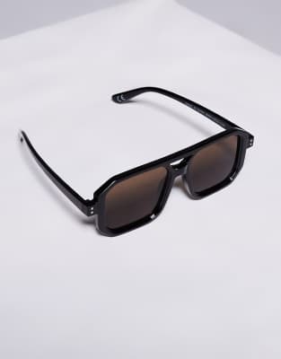 Asos Design Square Aviator Sunglasses