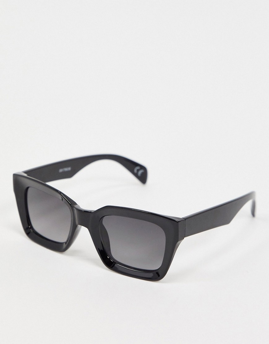 Asos Design Square Bevel Sunglasses In Black