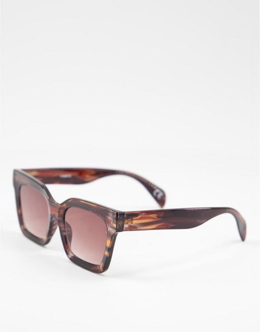 ASOS Design square bevel sunglasses in tort - MULTI