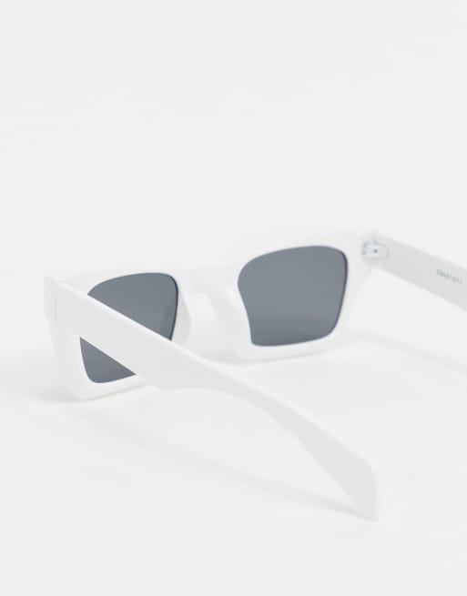 ASOS DESIGN square bevel sunglasses in white, 2 of 4