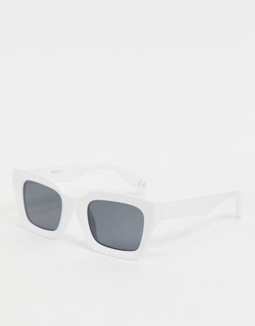 ASOS DESIGN square bevel sunglasses in white, 3 of 4