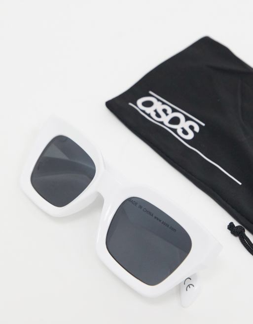 ASOS DESIGN square bevel sunglasses in white, 4 of 4