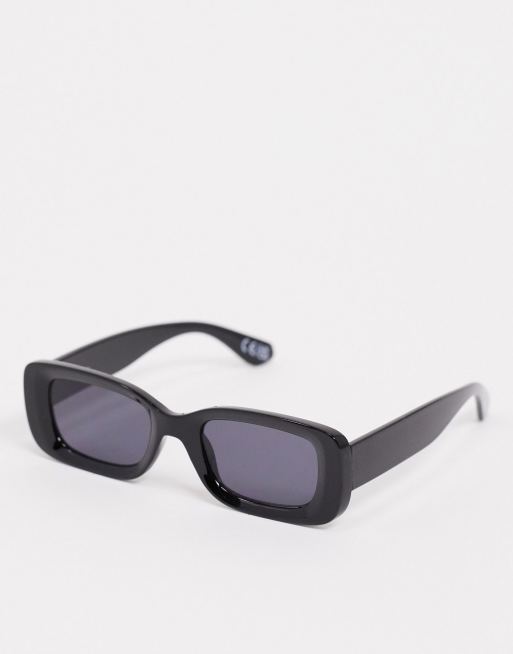 ASOS DESIGN square beveled cat eye sunglasses in shiny black