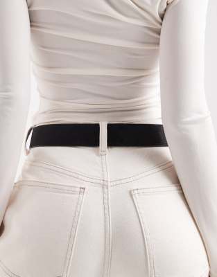 Asos Design Square Buckle Belt In Black
