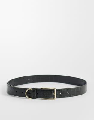 Asos Design Square Buckle Hip And Waist Belt In Green