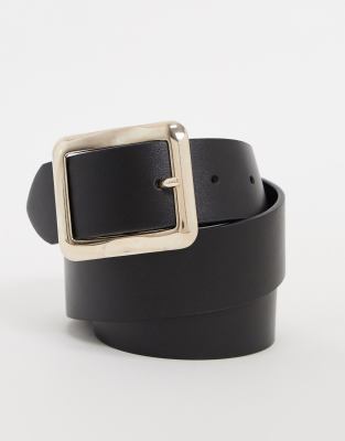 Asos Design Square Buckle Jeans Waist And Hip Belt In Black