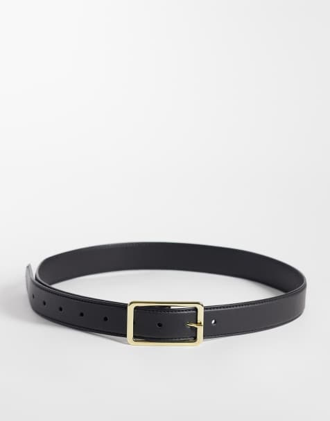 ASOS DESIGN square buckle waist and hip belt in black - view 1