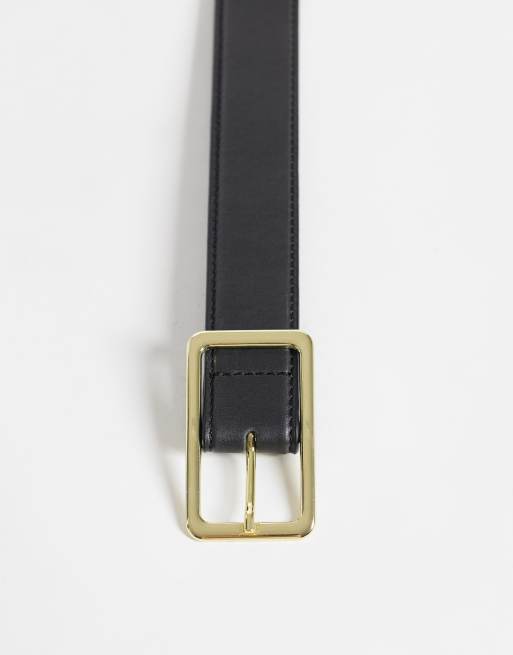 ASOS DESIGN square buckle waist and hip belt in black, 2 of 3