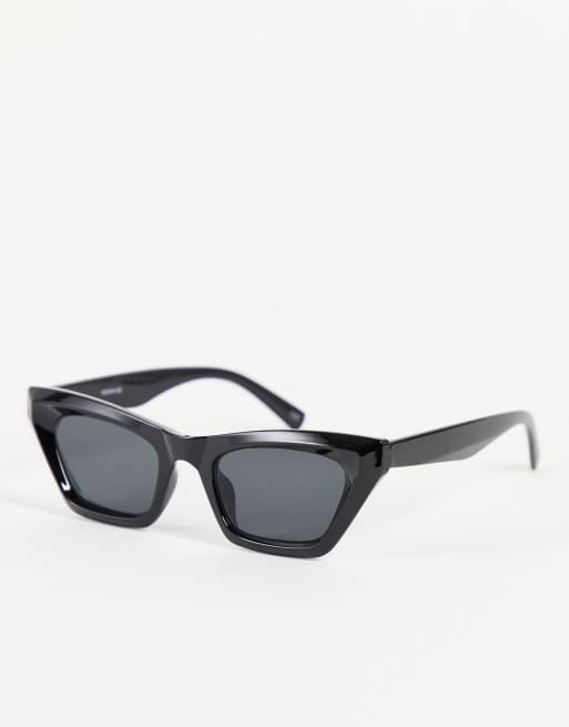 Asos Design Square Cat Eye Sunglasses With Bevel In Black Asos 3287