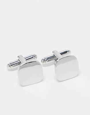 square cufflinks in silver tone