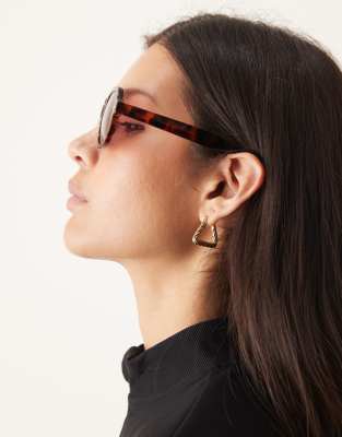 Asos Design Square Frame Tort Sunglasses With Pink Lenses-brown In Brown