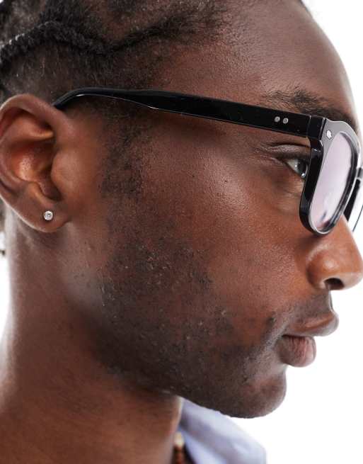 ASOS DESIGN square glasses with blue light lens in black, 2 of 4