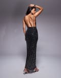 [ASOS DESIGN] ASOS DESIGN square hotfix high neck minimal maxi dress with low back in black-Grey 18 Black