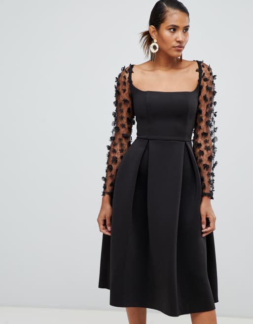 Asos square neck midi prom dress sale