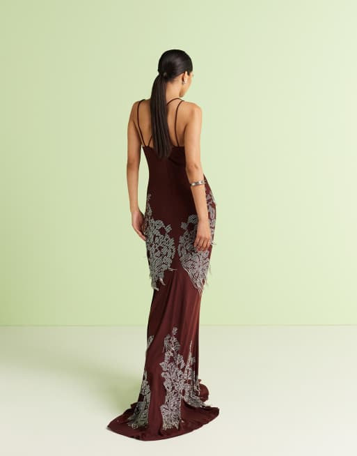 MAC DUGGAL ホルターネックフラワーフリルミディドレスChocolate Floral Dresses - Mac Duggal – Page 3