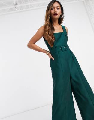 belted culotte jumpsuit