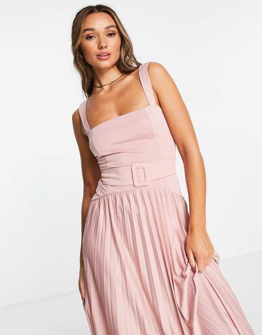 ASOS DESIGN Maternity bardot pleated maxi dress in rose - LPINK