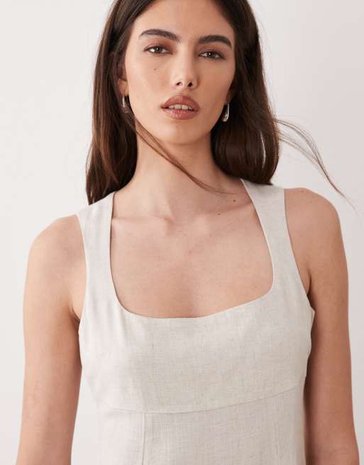 ASOS DESIGN square neck bodycon mini sundress in oat , 3 of 4