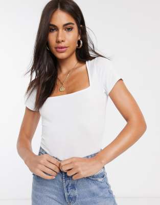 white square neck bodysuit