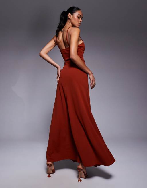 ASOS DESIGN square neck cami maxi dress with buckle detail sash, 3 of 4