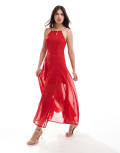 [ASOS DESIGN] ASOS DESIGN square neck cami midi dress with godets in red 10 RED