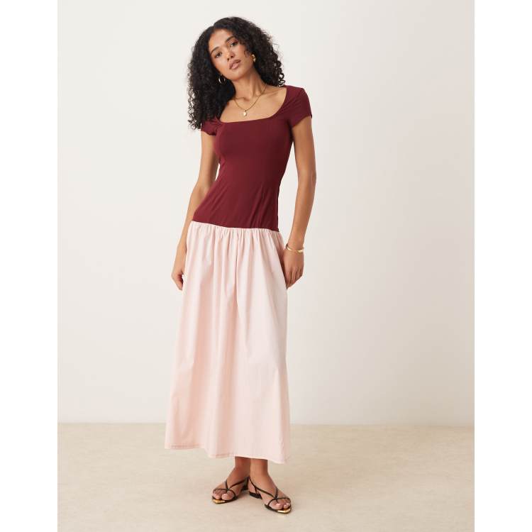 maxi maroon dress for women self-portrait - Burgundy Organza Lace Maxi Dress