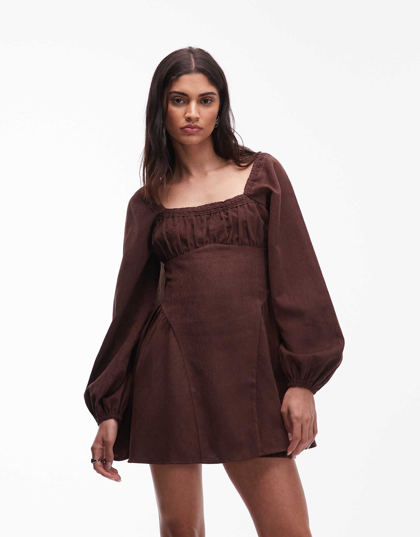 Облегающее мини-платье с квадратным вырезом и шнуром ASOS DESIGN