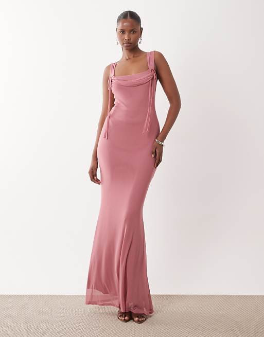 tie neck dress Betsy & Adam Women's Ombre Sleeveless Draped Halter Gown - Navy/Teal calf Subtle A Francesca Satin Halter Tie Neck