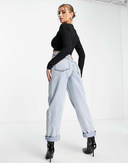 ASOS DESIGN square neck crop top with seam detail in black, 3 of 4