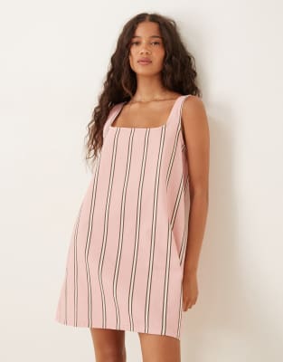 Asos Design Square Neck Denim Mini Dress