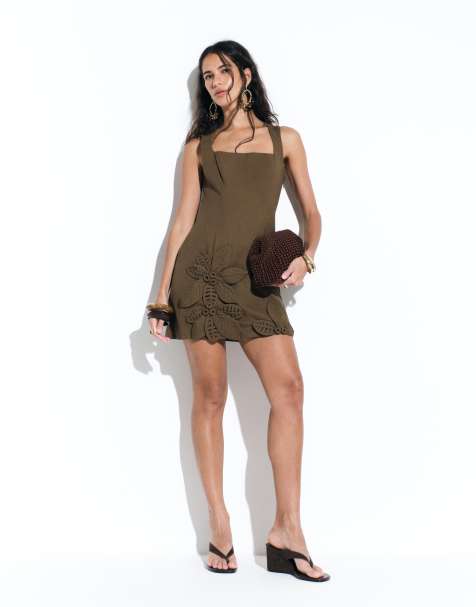 asos short summer dresses NWT ASOS Lace Mini Dress Size 6 Kelly Green Fairy Grunge Cottagecore Summer